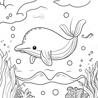 Happy Whale Splashing In The Ocean Coloring Page 28814-23260