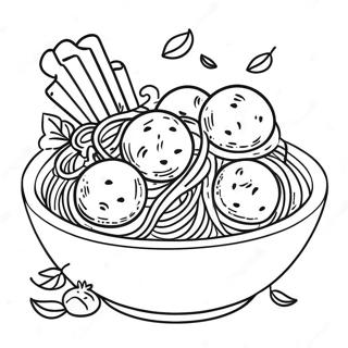 Spaghetti Bowl With Meatballs Coloring Page 28883-23294