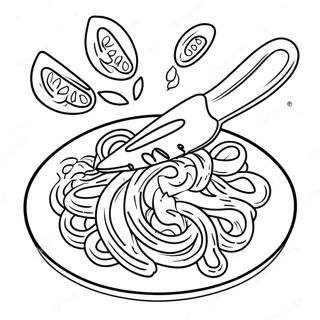 Cheesy Spaghetti With Garlic Bread Coloring Page 28884-23297