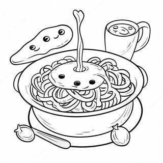 Cheesy Spaghetti With Garlic Bread Coloring Page 28884-23300