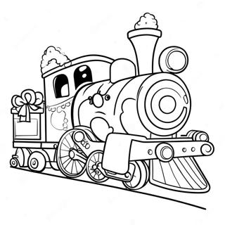 Festive Christmas Train With Gifts Coloring Page 28934-23354