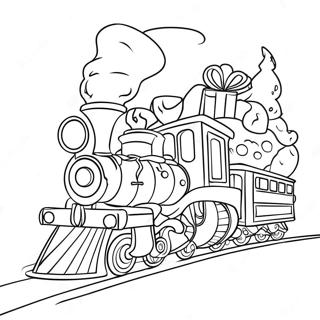 Festive Christmas Train With Gifts Coloring Page 28934-23356