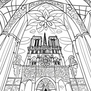 Notre Dame With Beautiful Rose Windows Coloring Page 28964-23362