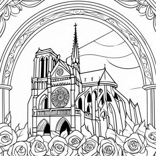 Notre Dame With Beautiful Rose Windows Coloring Page 28964-23364