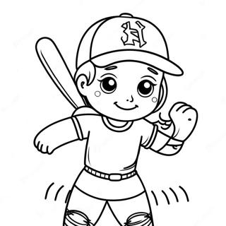 Cute Softball Player Coloring Page 29004-23397