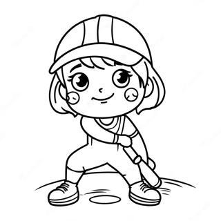 Cute Softball Player Coloring Page 29004-23399