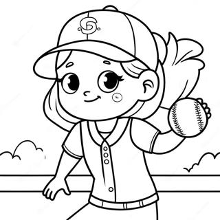 Cute Softball Player Coloring Page 29004-23400