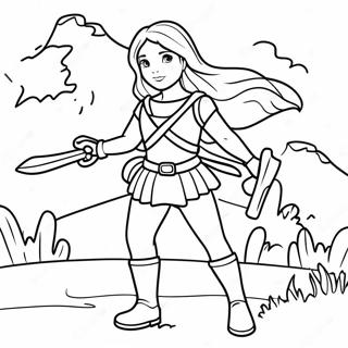 Brave Fantasy Girl Adventurer Coloring Page 29014-23415