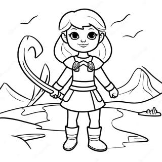 Brave Fantasy Girl Adventurer Coloring Page 29014-23416