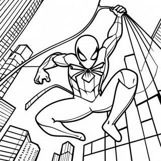 Iron Spider Swinging Through City Coloring Page 29034-23422