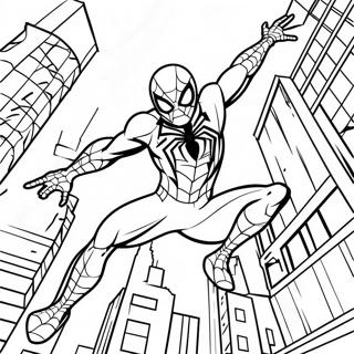 Iron Spider Swinging Through City Coloring Page 29034-23423