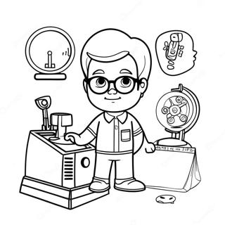 Dexter With His Inventions Coloring Page 29064-23445