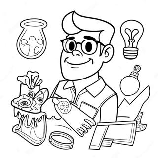 Dexter With His Inventions Coloring Page 29064-23446