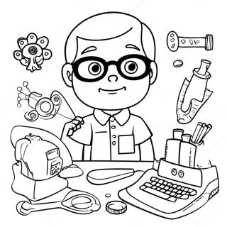 Dexter With His Inventions Coloring Page 29064-23447