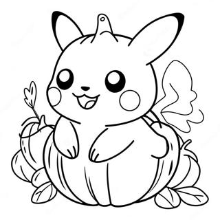 Adorable Pikachu In A Pumpkin Coloring Page 29094-23472