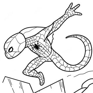 Spiderman Lizard Battle Coloring Page 29123-23491