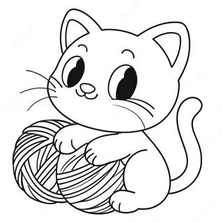 Cute Cartoon Cat With Ball Of Yarn Coloring Page 2912-2429