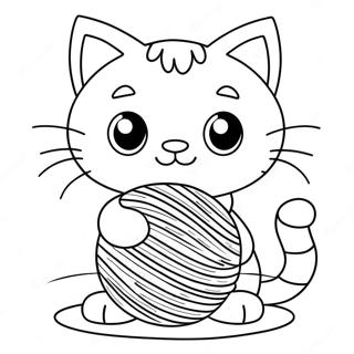 Cute Cartoon Cat With Ball Of Yarn Coloring Page 2912-2431