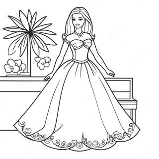 Fashionable Barbie In A Beautiful Dress Coloring Page 29174-23536