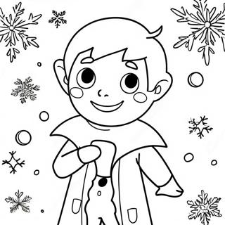 Cheerful Jack Frost With Snowflakes Coloring Page 29234-23578