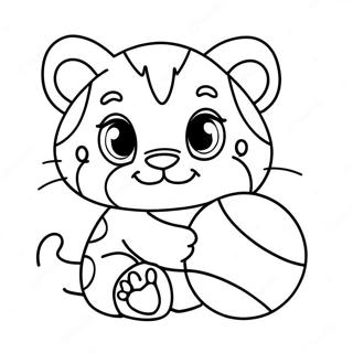 Cute Baby Tiger Playing With Ball Coloring Page 29264-23606