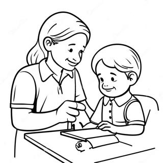 Compassionate Social Worker Helping Kids Coloring Page 29284-23635