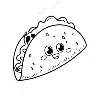 Cute Taco With Happy Face Coloring Page 2932-2446