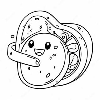 Cute Taco With Happy Face Coloring Page 2932-2448