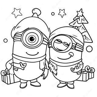 Minions Christmas Coloring Pages