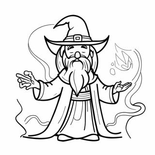 Magical Wizard Casting Spells Coloring Page 29384-23697