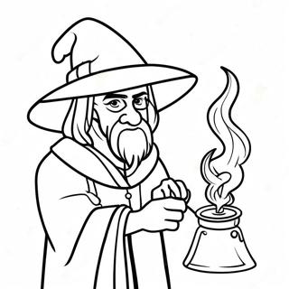 Magical Wizard Casting Spells Coloring Page 29384-23698