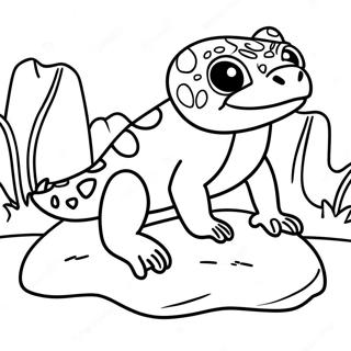 Cute Leopard Gecko On A Rock Coloring Page 29424-23729