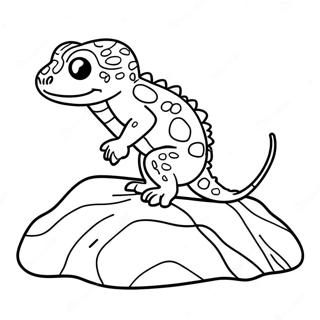 Cute Leopard Gecko On A Rock Coloring Page 29424-23730