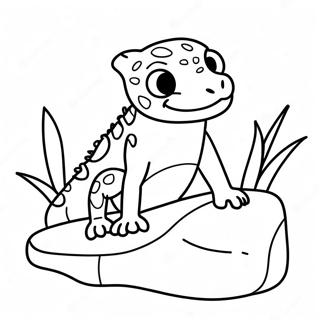 Cute Leopard Gecko On A Rock Coloring Page 29424-23731