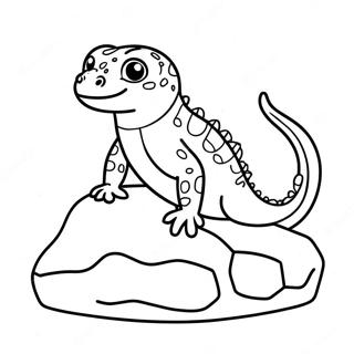 Cute Leopard Gecko On A Rock Coloring Page 29424-23732