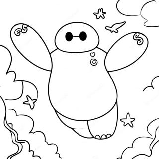 Baymax Flying Through The Sky Coloring Page 29454-23753