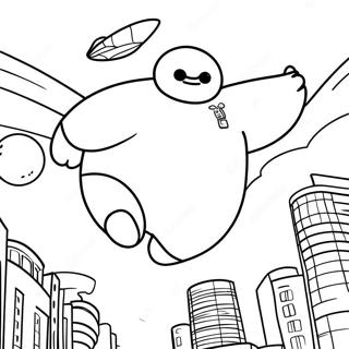 Baymax Flying Through The Sky Coloring Page 29454-23756