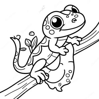 Cute Gecko On A Branch Coloring Page 29484-23781