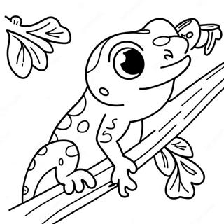 Cute Gecko On A Branch Coloring Page 29484-23783