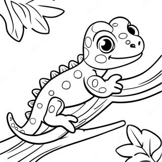 Cute Gecko On A Branch Coloring Page 29484-23784