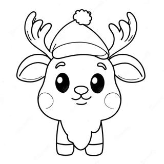 Cute Christmas Reindeer With Santa Hat Coloring Page 29494-23786