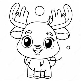 Cute Christmas Reindeer With Santa Hat Coloring Page 29494-23787