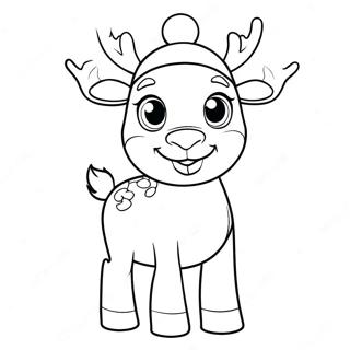 Cute Christmas Reindeer With Santa Hat Coloring Page 29494-23788