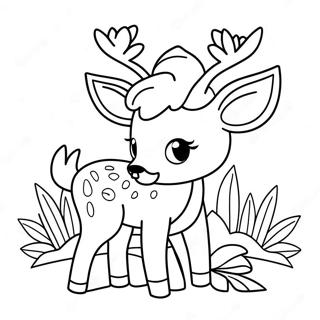 Cute Baby Deer With Flowers Coloring Page 29554-23833