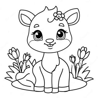 Cute Baby Deer With Flowers Coloring Page 29554-23834