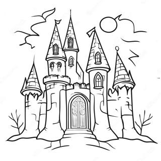 Gothic Creepy Castle Coloring Page 29563-23838