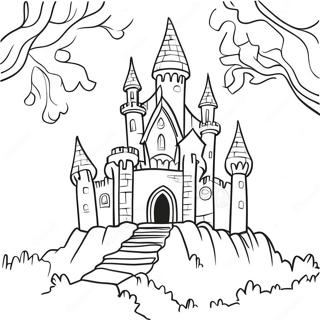 Gothic Creepy Castle Coloring Page 29563-23840