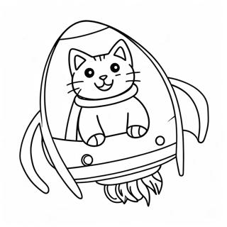 Adventurous Space Cat In A Rocket Coloring Page 29614-23884