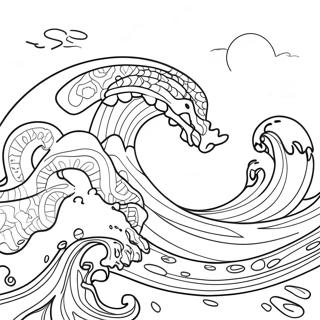 Blue Coloring Page With Ocean Waves 2961-2466