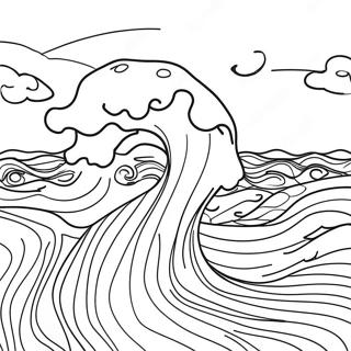 Blue Coloring Page With Ocean Waves 2961-2468